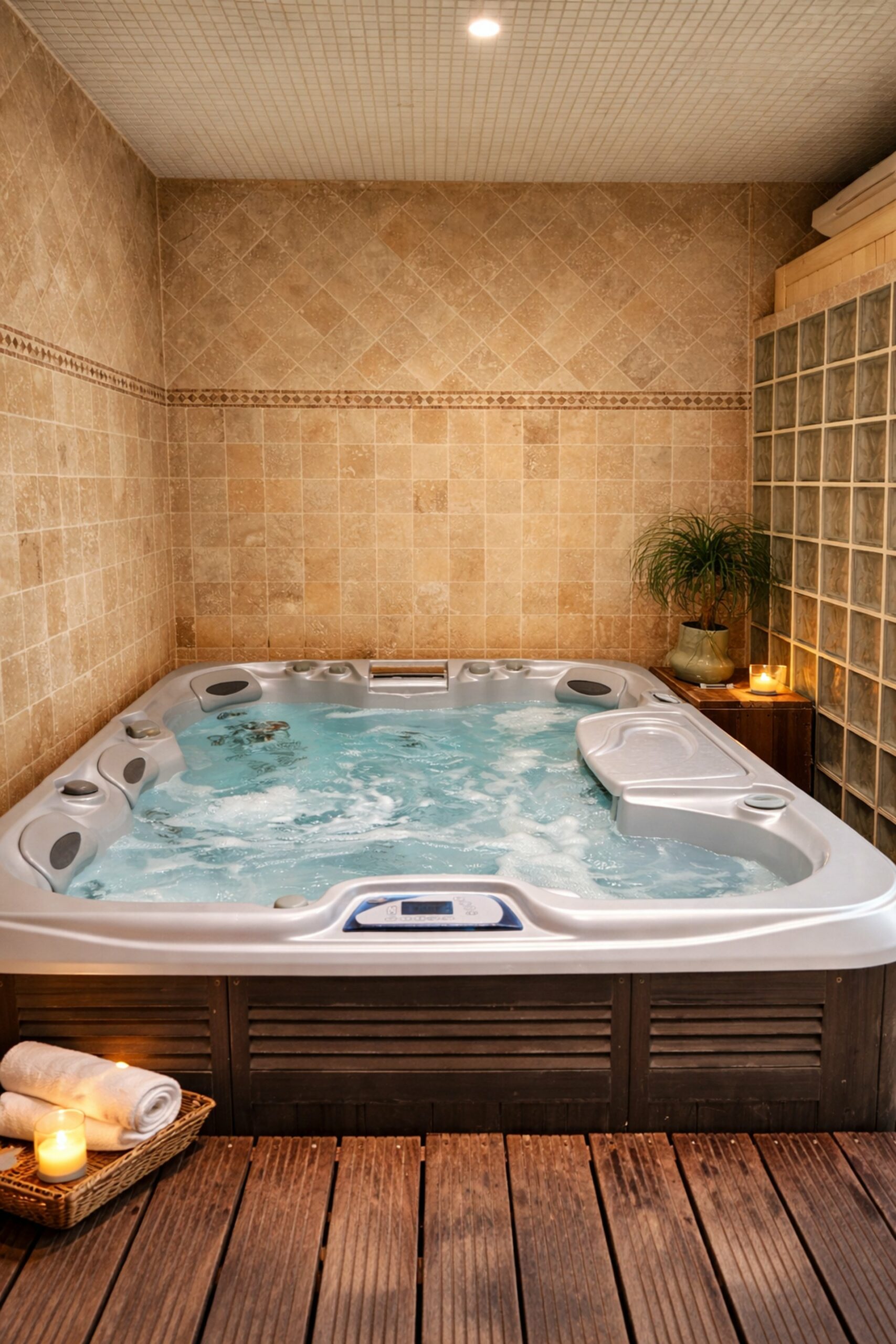 Jacuzzi privatif du Spa de l'Olivier